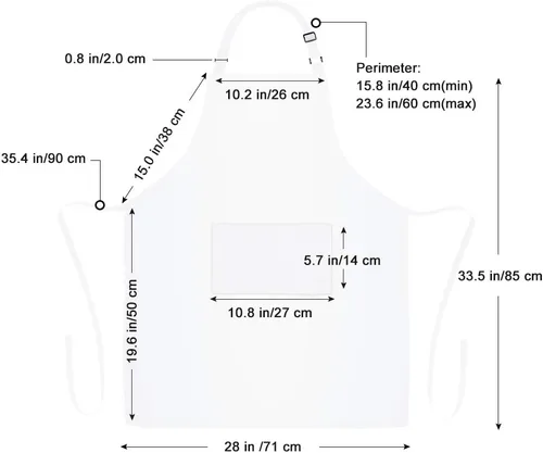 Miniatura 7 de Jubatus Paquete de 2 delantales con peto con 2 bolsillos, delantal de cocina de chef para mujeres y hombres, color blanco