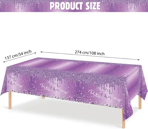 Miniatura 2 de Pajean Mantel de plástico con lentejuelas de diamantes con brillantina para fiesta de niña y niña, mantel de plástico con lentejuelas para niñas