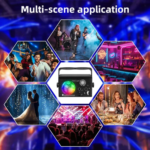 Miniatura 8 de Luces cuadradas para fiesta, 4 modos de luz de discoteca activada por sonido con control remoto y estroboscópico, luces de escenario de baile