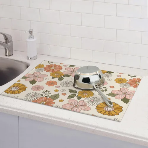 Miniatura 7 de Apple Orchard - Tapete de secado de platos de grano de madera de 18 x 24 pulgadas para encimera de cocina, almohadilla absorbente de microfibra