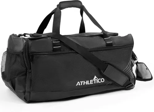 Athletico Sideline - Bolsa de fútbol para baloncesto, voleibol y fútbol, incluye compartimento separado para tacos (negro)