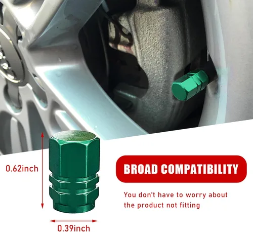 Miniatura 2 de Ziciner 12 tapas de vástago de válvula de neumático de automóvil, cubiertas de válvula de rueda de aleación de aluminio con junta tórica de goma