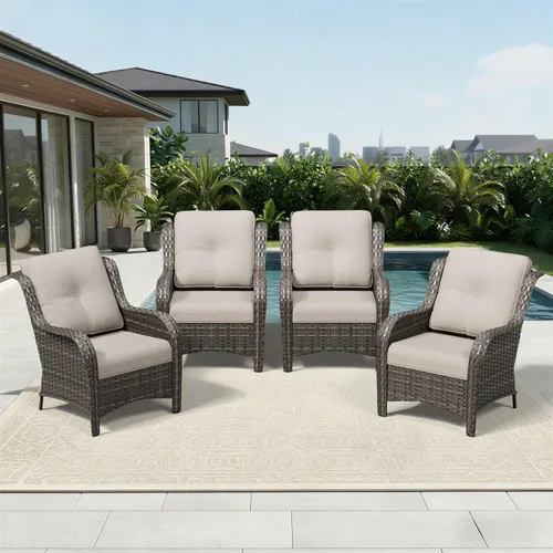 Miniatura 202 de Joyside Juego de sillas de mimbre para patio, juego de 3 piezas de mimbre para exteriores con 2 sillas reposabrazos y 1 mesa auxiliar para terraza