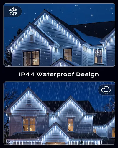 Miniatura 4 de Brightown Luces de Carámbano de Navidad para Exteriores, Luces de Lluvia de Meteoritos de 20 pies con 20 Tubos Grandes con Efecto de Caída de 480