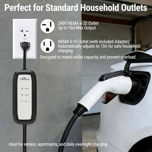 Miniatura 4 de Cargador Tesla portátil de nivel 1/nivel 2 de 16 A Conector NACS Enchufe NEMA 6-20 y adaptador 5-15 para Tesla Model 3/Y/S/X y todos