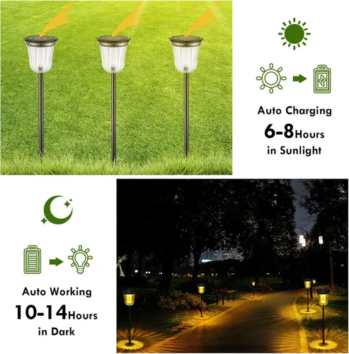 Miniatura 5 de Luces solares para caminos al aire libre, luces solares para exteriores, impermeables, IP65, 200 lúmenes, luces solares de encendido/apagado