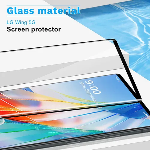 Miniatura 3 de Protector de pantalla curvo para LG Wing 5G 3D, [2 unidades] Cobertura completa HD transparente antiarañazos antihuellas, protector de pantalla