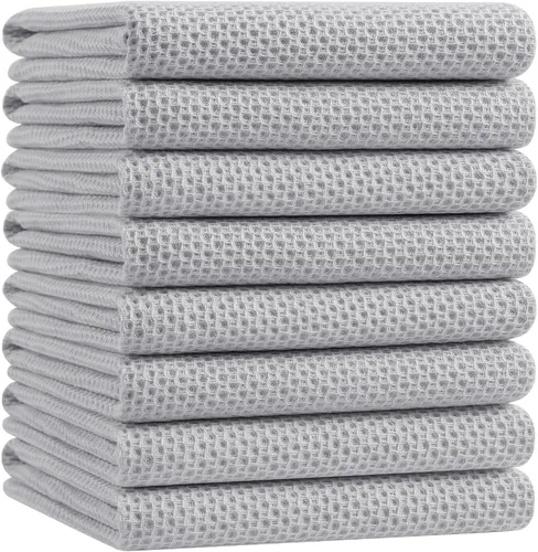 Miniatura 236 de Homaxy Paños de cocina de 100% algodón con tejido de gofre, ultra suaves, absorbentes, de secado rápido, 12 x 12 pulgadas, paquete de 6, amarillo