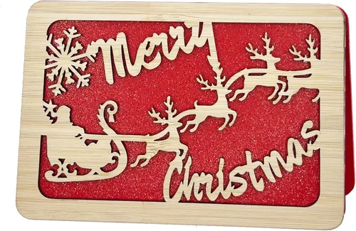 Miniatura 16 de 67 divertidas tarjetas de madera de Navidad, Ho Merry Chaos‑Mas, interior rojo en blanco para mensaje personalizado, regalo para familiares