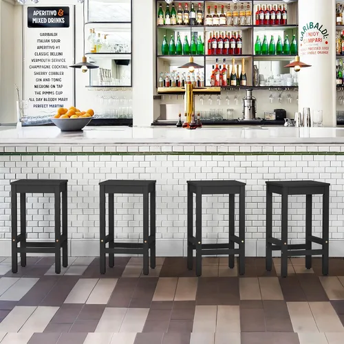 Miniatura 2 de Taburetes de bar de 26 pulgadas, juego de 2 sillas de bar, asiento de encimera de cocina con reposapiés, taburetes de madera de acacia para comedor