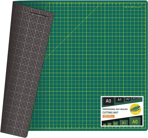 Miniatura 16 de NEWBRAUG Alfombrilla de corte autocurativa perfecta de 18'' × 24'', tabla de corte giratoria con cuadrícula antideslizante, necesaria para Verde &