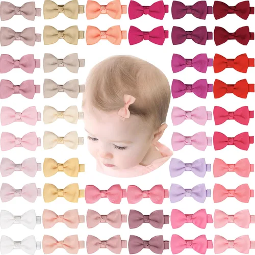 Miniatura 11 de CÉLLOT Pinzas para el pelo para bebés y niñas, 25 unidades, totalmente forradas, lazos para el pelo de 2 pulgadas, pinzas de cocodrilo para bebés