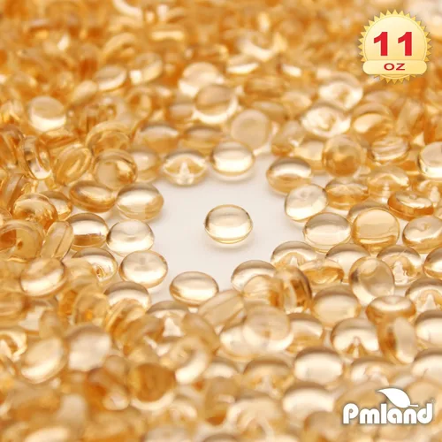 Miniatura 4 de PMLAND Mini canicas planas acrílicas, guijarros, cuentas de más de 3500 unidades de 0.236 in de diámetro para rellenos de jarrones, soporte para Oro