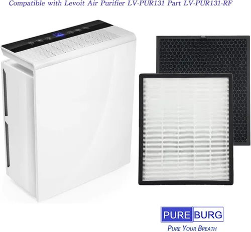 Miniatura 2 de PUREBURG Juego de filtros de repuesto compatibles con purificadores de aire Levoit LV-PUR131 LV-PUR131S LV-PUR131-RF, H13 True HEPA y filtro