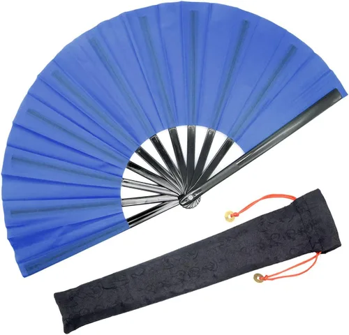 Miniatura 14 de OMyTea Ventilador grande para baile de línea - Ventilador de mano plegable con botas en el suelo - Ventilador de mano plegable chino de Tai Chi Kung