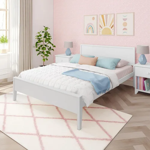 Miniatura 17 de Max & Lily Cama Full, Marco de Cama Full de Madera Maciza con Cabecera de Panel, Cama Full para Niños con Soporte de Listones de Madera, No Necesita