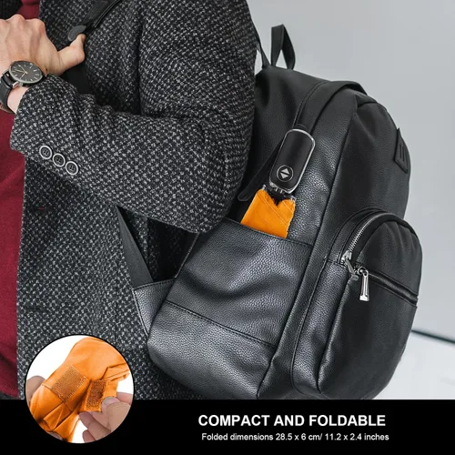 Miniatura 45 de LEAGERA Paraguas de viaje compacto para bolso, mango plano, impermeable para lluvia ligera