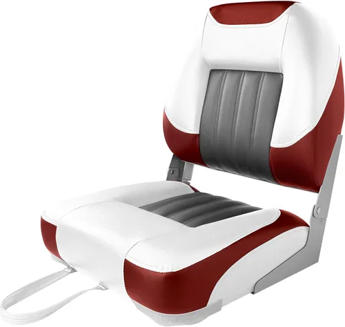 Miniatura 10 de XGEAR Asiento de barco de lujo con respaldo bajo/alto, asiento plegable para barco de pesca C-Bajo Espalda-Blanco/Carbón