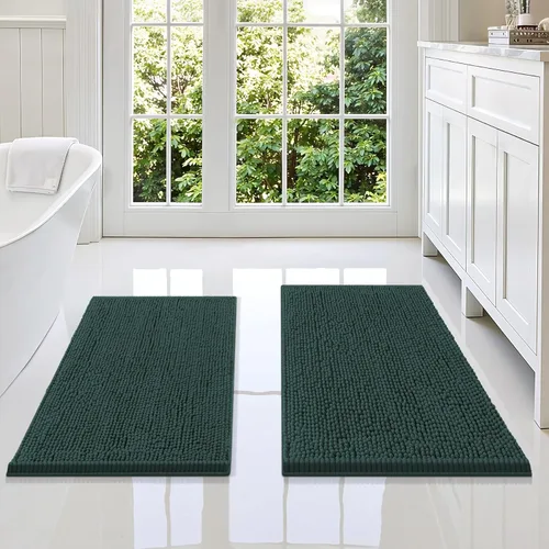 Miniatura 99 de Smiry Juego de 2 alfombras de baño, felpilla suave y absorbente, lavable a máquina, antideslizantes, para bañera, ducha y suelo