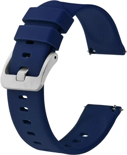 Miniatura 64 de BISONSTRAP Correas de reloj de silicona, correas de reloj delgadas con liberación rápida, 0.787 in, negro con hebilla negra