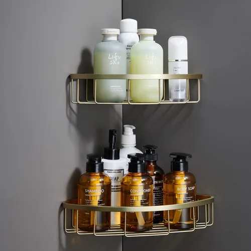 Miniatura 9 de Estante esquinero para ducha de baño, diseño hueco en las esquinas, organizador de estante de acero inoxidable ultra resistente a prueba de óxido