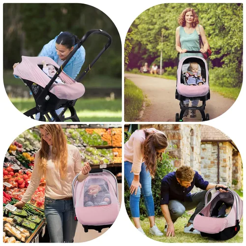 Miniatura 7 de Fundas de asiento de coche para bebé, funda de asiento de automóvil de verano para bebé con ventana de malla transpirable ajustable y bolsillo