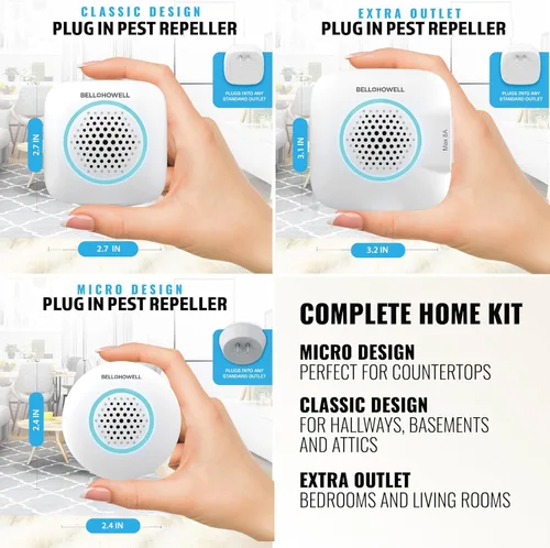 Miniatura 4 de Bell+Howell Repelente ultrasónico de plagas mejorado 2025 para interiores, paquete de 6 unidades, repelente de ratones para interiores, kit