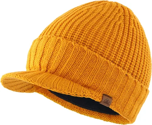 Miniatura 12 de Home Prefer - Gorro de invierno para hombre de punto grueso con visera, gorro tipo newsboy