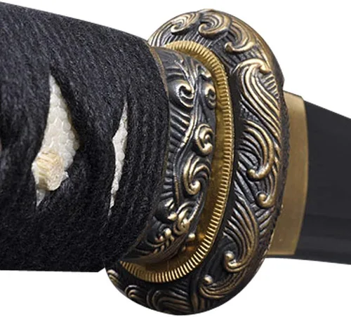 Miniatura 32 de HMS Samurai Katana Sword, Practical, Hand Forged, 1045 Carbon Steel, Heat Tempered/Clay Tempered, Full Tang, Sharp, Scabbard Blanco-dragón-951A