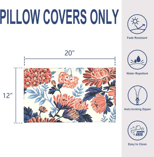 Miniatura 295 de Juego de 2 almohadas para exteriores de 16 x 16 pulgadas, repelentes al agua con interiores, para muebles de patio, hogar, jardín, geometría bohemia