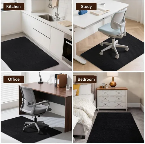 Miniatura 7 de Tapete negro para silla de oficina, tapetes duraderos para sillas de escritorio para suelos de madera dura y azulejos, debajo de las sillas