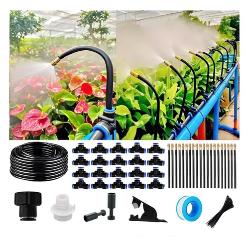 Miniatura 11 de Kit de riego por goteo, sistema de riego automático para plantas en maceta, microaspersores de cobre ajustables de 360 grados, accesorios de tubería