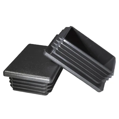 Miniatura 12 de Prescott Plastics Tapas de plástico acanaladas de 3/4 x 1 1/2 pulgadas, tapas rectangulares de tubo de metal negro, fuertes inserciones de patas