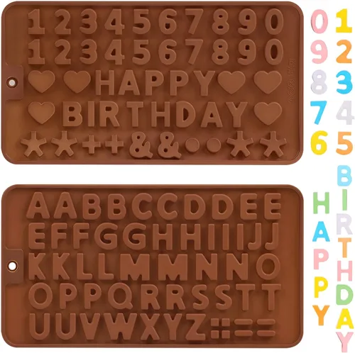Miniatura 11 de 4 moldes de silicona para letras y números, moldes de chocolate con letras y números, 0-9 números y 26 letras para postres de horneado de fiestas