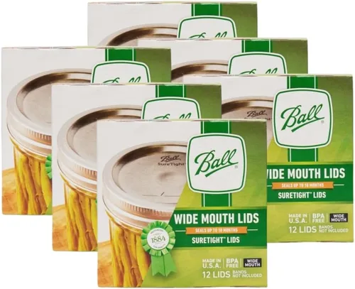 Miniatura 13 de Ball Tapas para Frascos Mason, Boca Regular, 12 CT (Paquete de 24)
