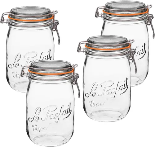 Miniatura 19 de Le Parfait Super Jar - Tarro de conservación de vidrio francés de 500mL con cuerpo redondo, boca ancha, tapa hermética - Tarro de vidrio 16oz