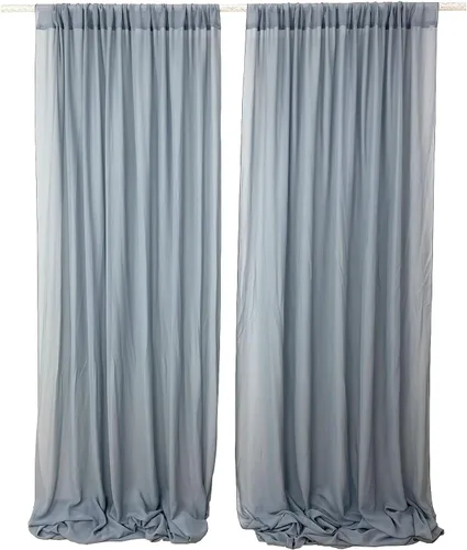 Miniatura 6 de Cortinas de fondo de gasa transparente de 10 x 10 pies, cortinas de tela de gasa para bodas, cortina larga transparente para sala de estar, Azul
