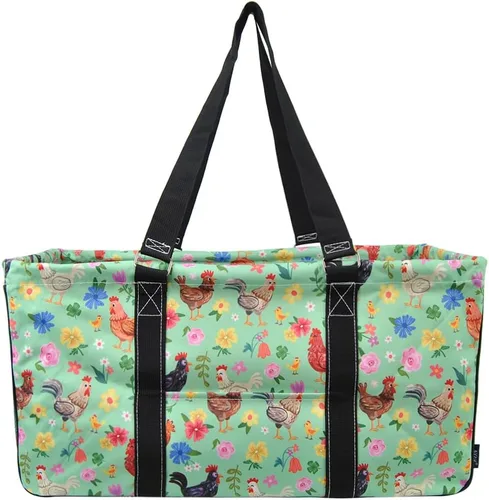 Miniatura 251 de NGIL Bolsa de comestibles reutilizable extra grande plegable de gran tamaño para comestibles, almacenamiento, picnic, playa, Bronco-negro occidental