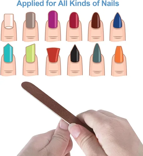 Miniatura 2 de 100 limas de uñas de madera, lima de uñas de tablero de esmeril de 7 pulgadas para uñas naturales, juego de herramientas de manicura, lima de uñas