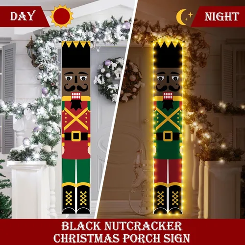 Miniatura 2 de 2 unidades LED negro soldado decoraciones de Navidad para exteriores afroamericanos para puerta de soldado alto, decoración de Navidad