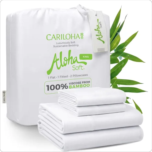 Miniatura 21 de Cariloha Aloha Soft - Juego de sábanas suaves de 4 piezas Gris Sombra King Hecho de 100% viscosa derivada de bambú Línea de sábanas Sombra