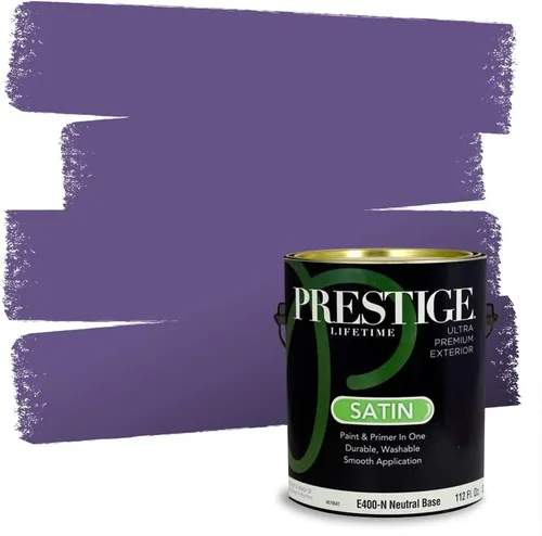Miniatura 109 de PRESTIGE Pinturas de pintura interior e imprimación en uno, 1 galón, plano, combinación comparable de Sherwin Williams* Kimono Violet*