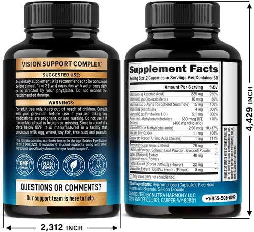 Miniatura 2 de Vitaminas oculares – Suplementos de luteína y zeaxantina – Suplemento a base de AREDS2 para personas mayores y adultos – Salud ocular y apoyo visual