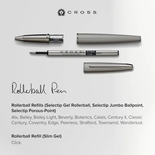 Miniatura 6 de A.T. Cross-Recambios para bolígrafo de gel Selectip de tinta mediana, Negro