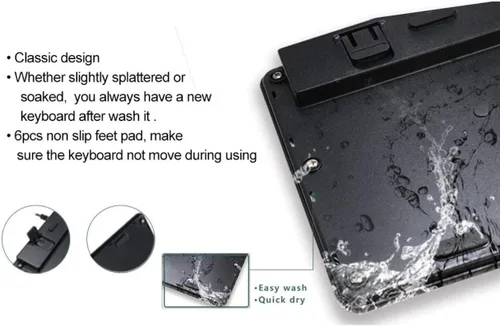 Miniatura 2 de BoxWave Teclado compatible con Chuwi HiPad Air - Teclado USB AquaProof - Teclado USB lavable impermeable resistente al agua - Negro azabache
