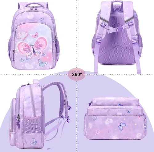 Miniatura 10 de Juego de mochila para niñas con diseño de unicornio, mochila escolar para niños, mochila para libros para niñas, set 3 en 1, regreso a clases