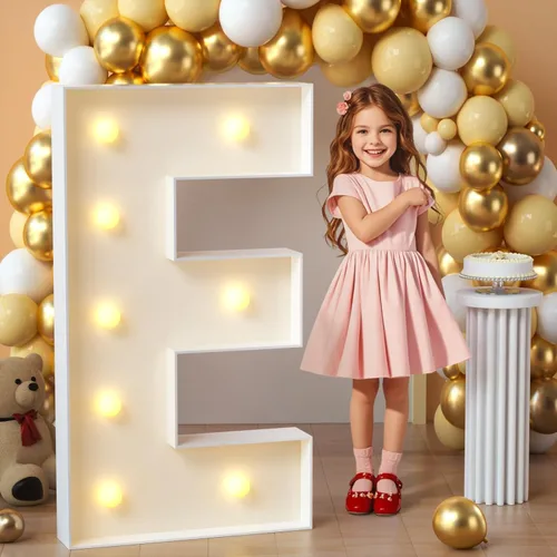 Miniatura 52 de imprsv Letras de marquesina iluminadas, letras de mosaico de 1.2 m con luz para decoración de baby shower, graduación, gran J para decoraciones