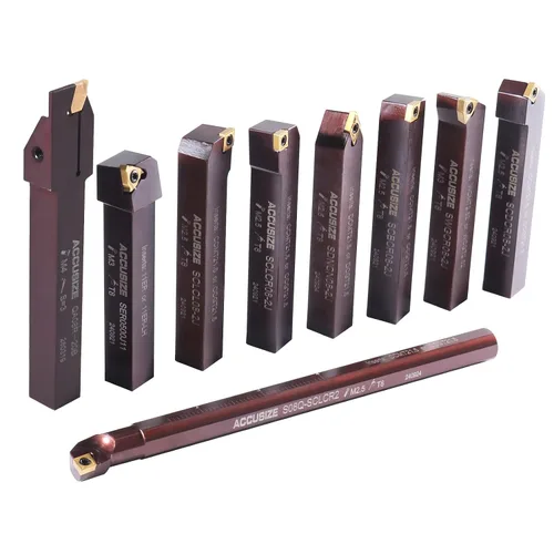 Miniatura 6 de Accusize Industrial Tools 1/2" 9 piezas/juego, herramientas de torneado de carburo indexables y barra de mandrinar, 2988-0012 1/2" Shank 9pc