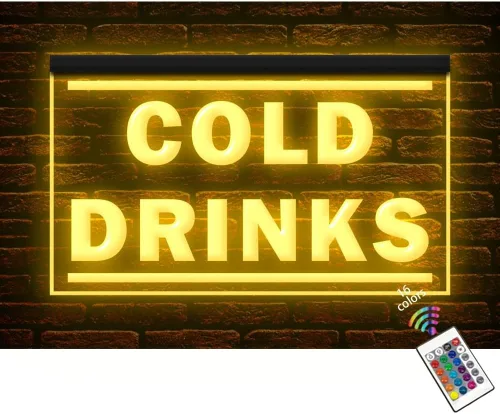 170146 Cold Drinks Bar Beer Pub Club Shop Store Display Open Display LED Letrero de neón (12 x 8 pulgadas, 16 colores por control remoto)