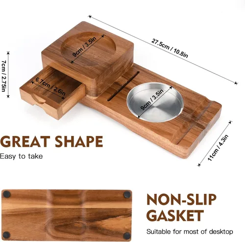 Miniatura 3 de Scotte Posavasos Cenicero Bandeja de Vaso de Whiskey y Cenicero de Madera con Cortador de Puros, Incluye Cajón y Ranura para Puros Hogar Oficina